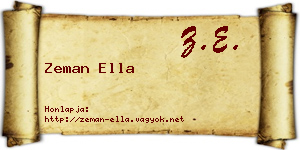 Zeman Ella névjegykártya